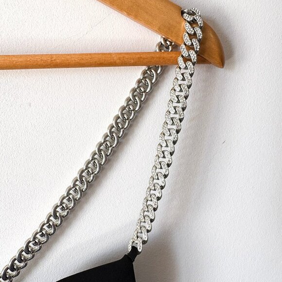 Zara Metal Jeweled Chain Straps Cowl Neck Mini Dress Black Size XS - Picture 7 of 10